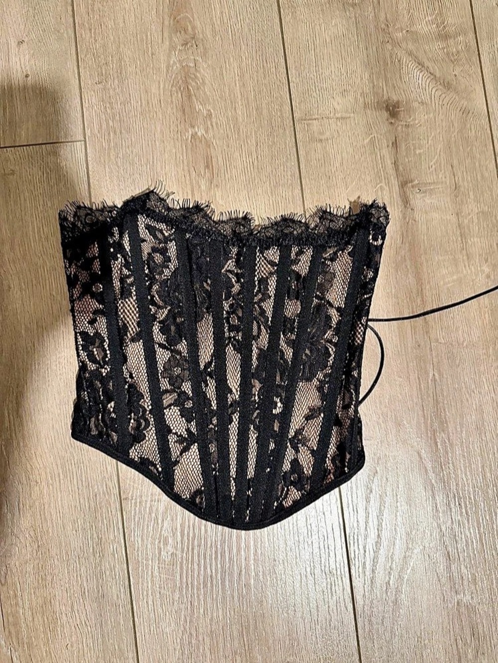 Black Lace Strappy Corset Bra Like New